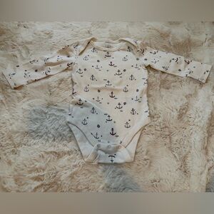 Baby GAP Nautical Print White and Navy Onesie